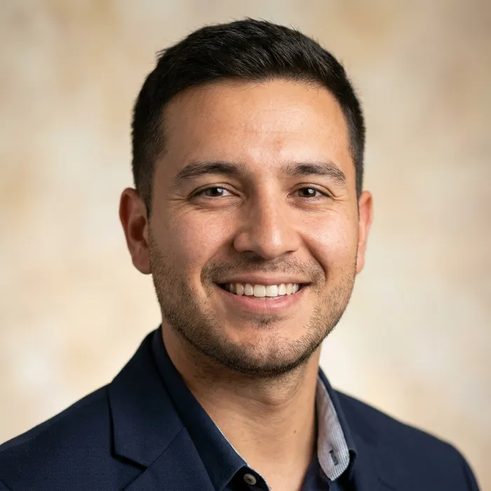 A finished studio headshot